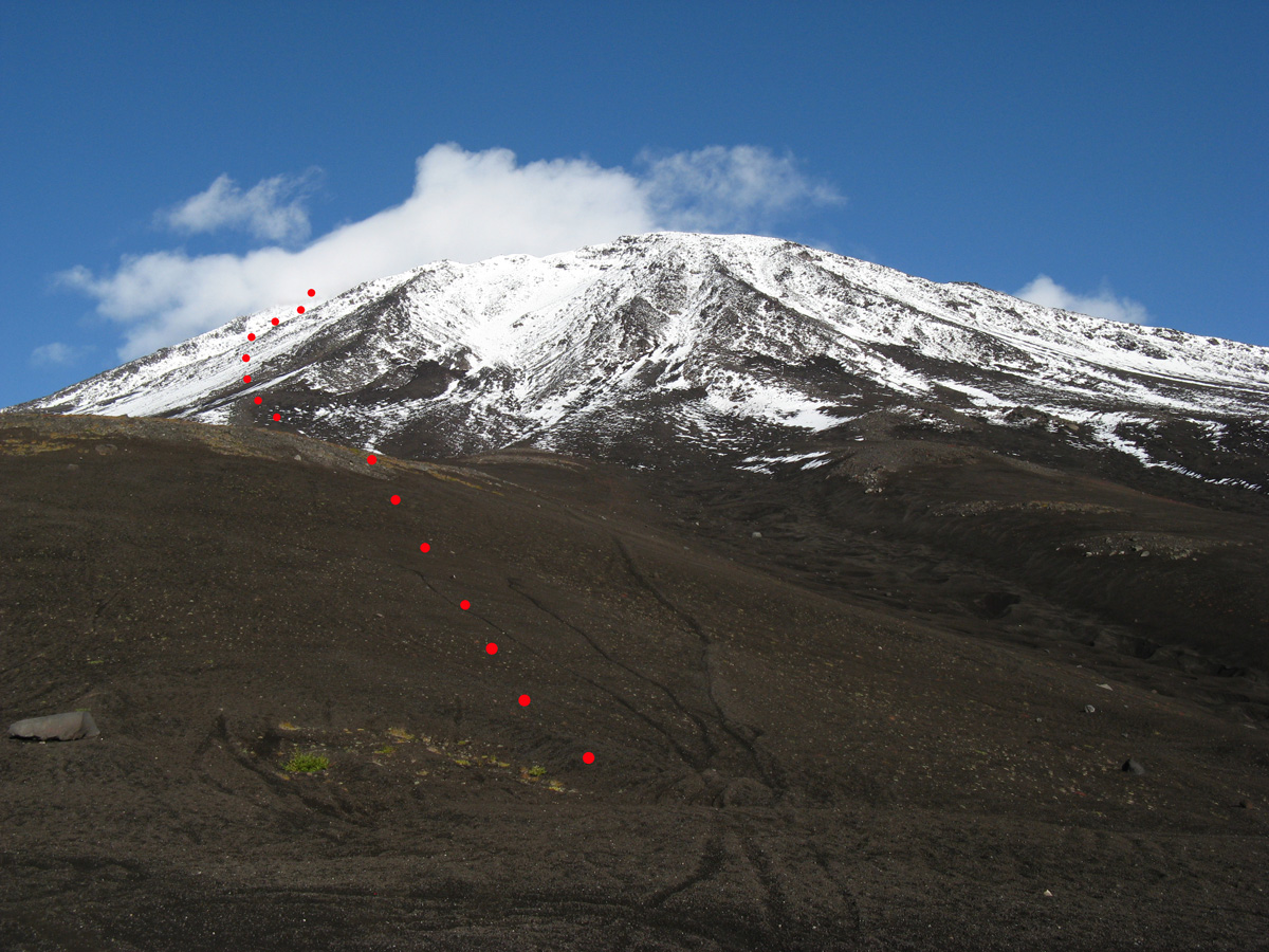 Нижняя часть пути на Козельский вулкан по В гребню.