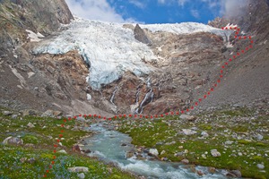 Скальная ступень ледника Южный Чат.