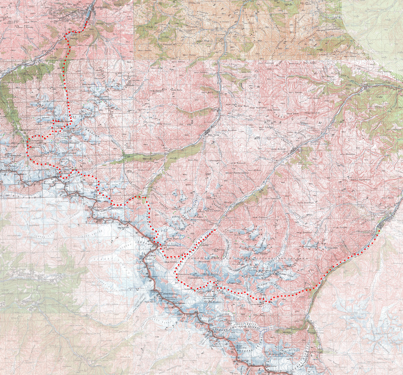 Маршрут на карте. Карта скачана с сайта <a href="http://caucatalog.narod.ru/">Михаила Голубева</a>, за что ему большое спасибо!