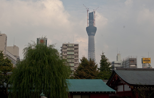 Новая Токийская Телебашня. Недостроенный 600 метровый монстр уже сейчас активно доминирует над местностью.